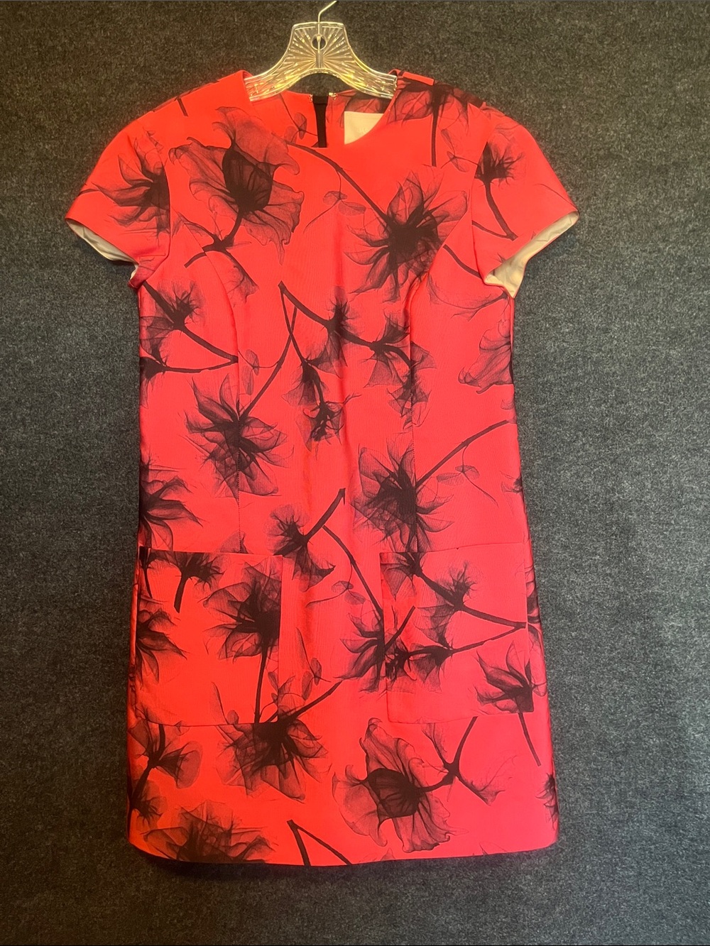 Jason Wu Red Mini Dress with Black Floral Print